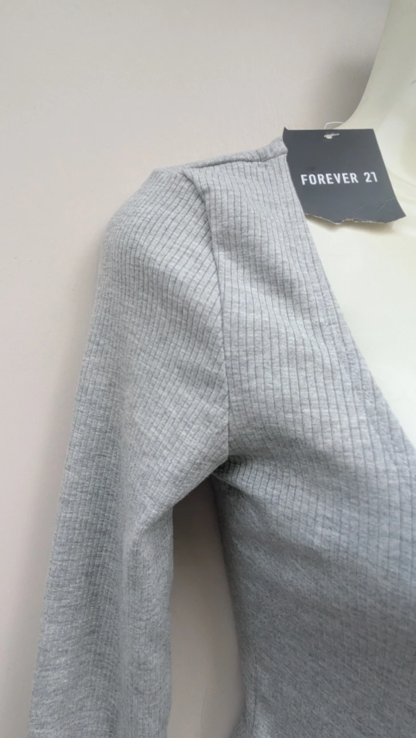 Forever 21 Grey Ribbed Cutout Bodysuit - photo 3
