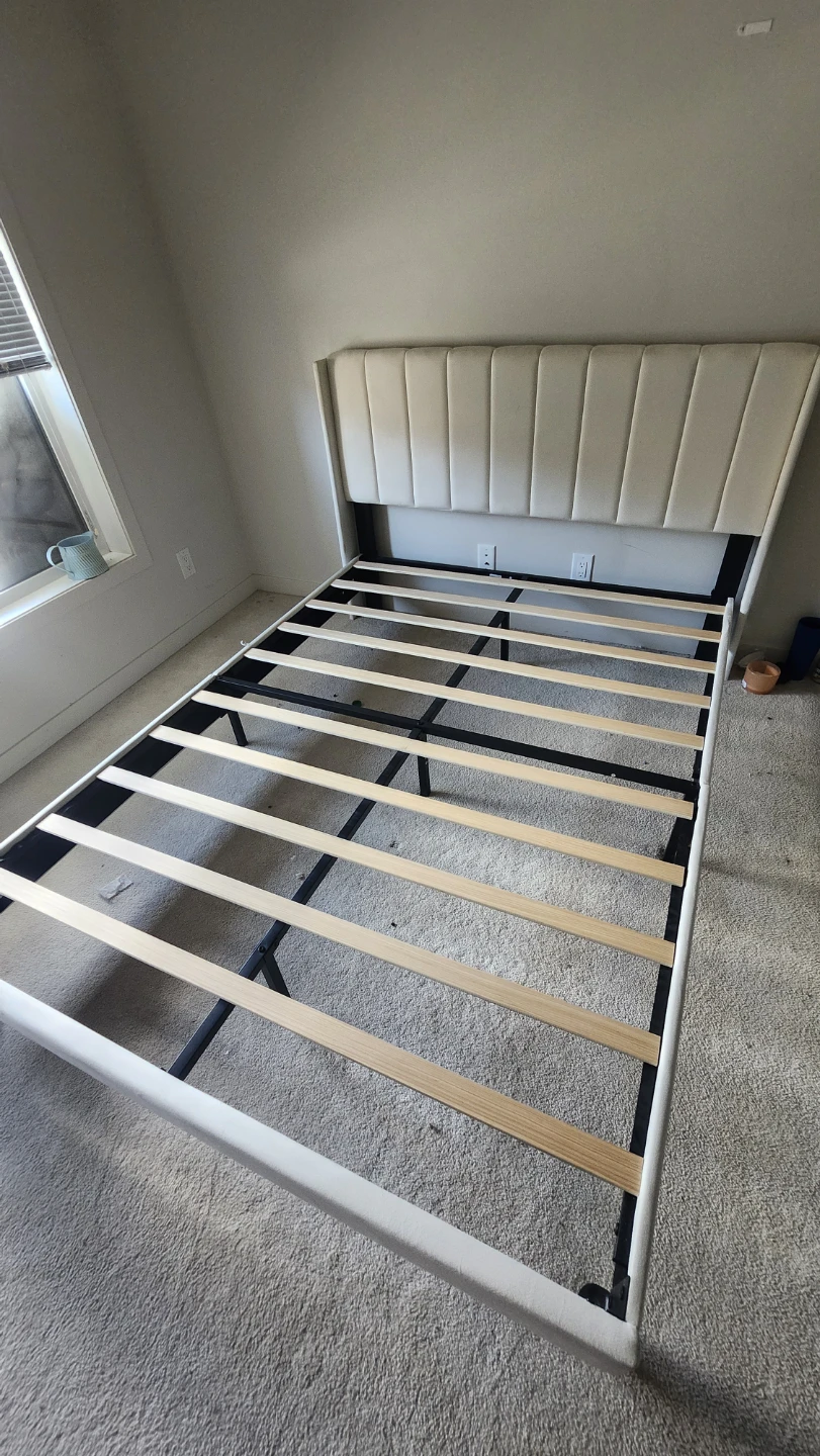 Velvet Upholstered Platform Bed Frame - Full Size - photo 2