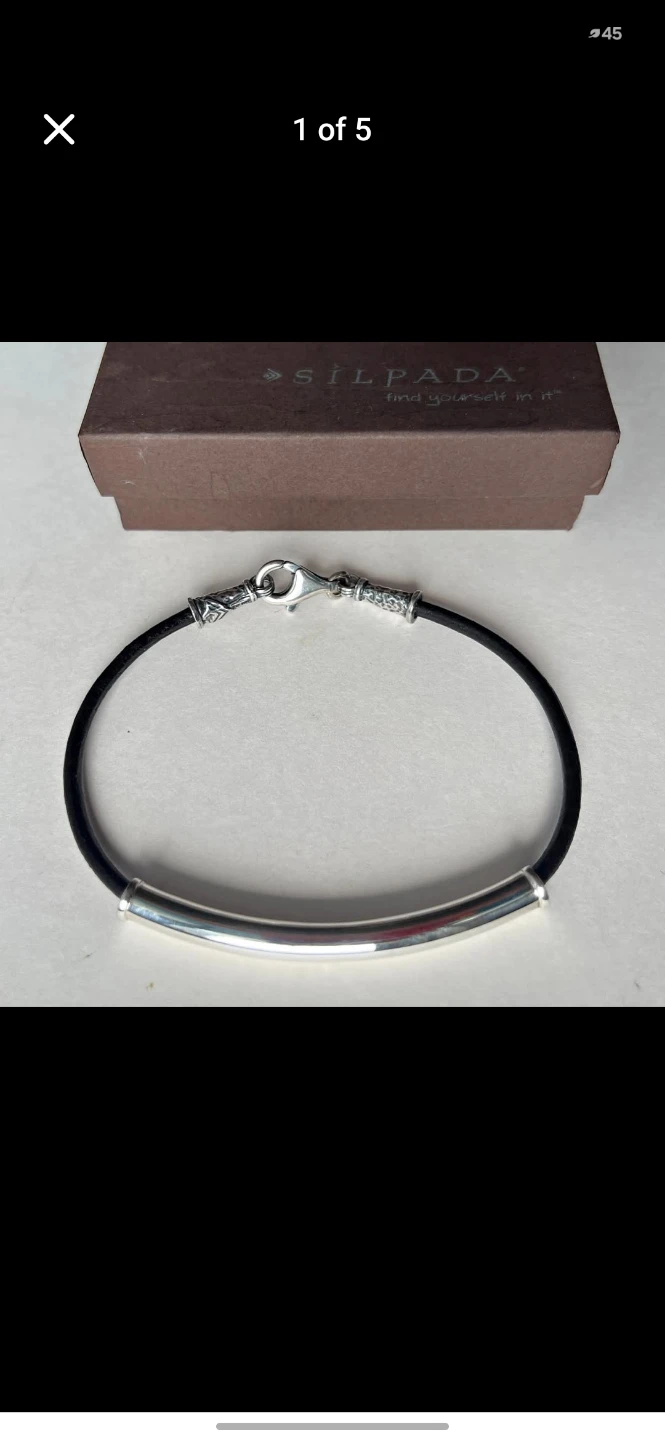 Silpada Sterling Silver Leather Bracelet