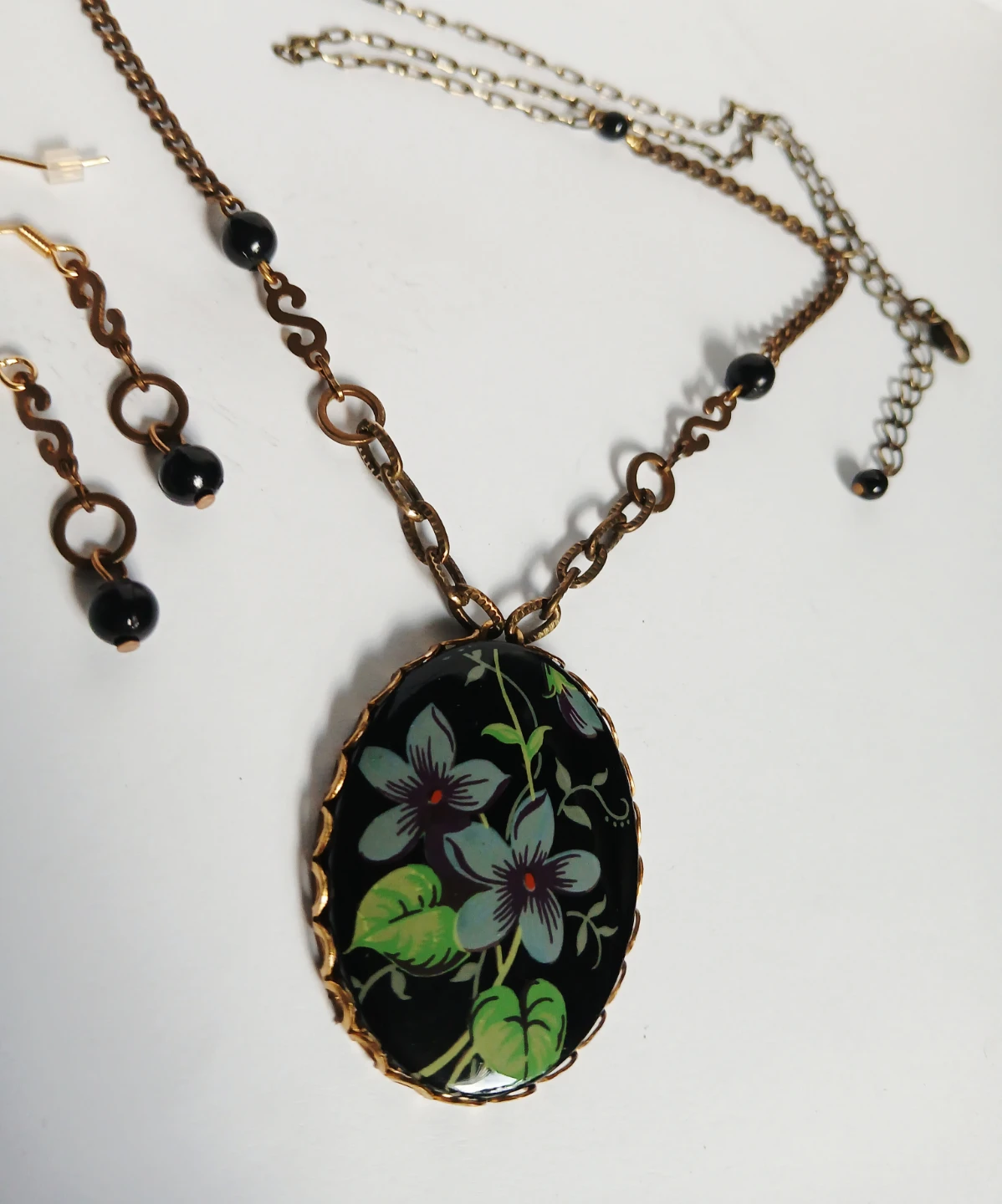 Floral Pendant Necklace and Earring Set - photo 5