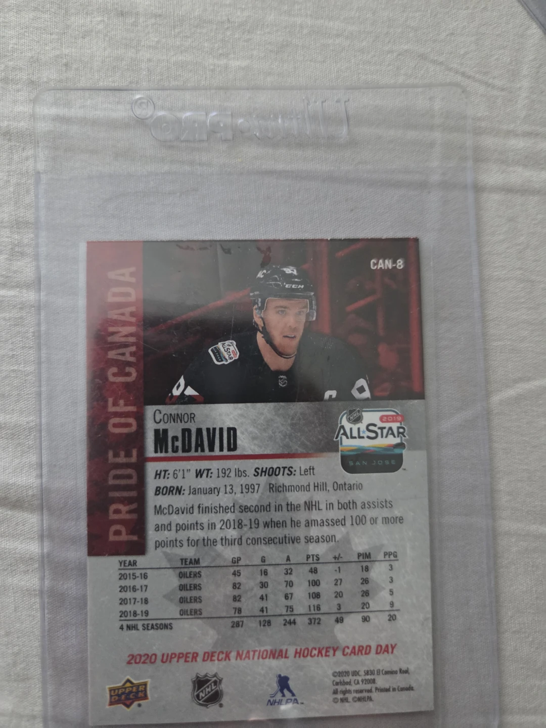Upper Deck Connor McDavid Pride of Canada NHL Hockey Card - photo 2