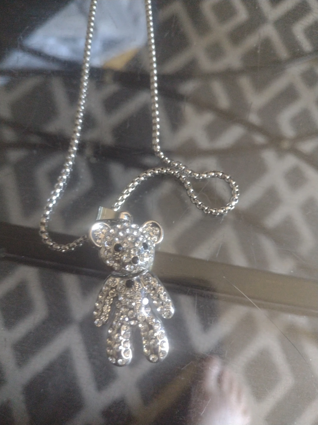 Silver Teddy Bear Pendant Necklace