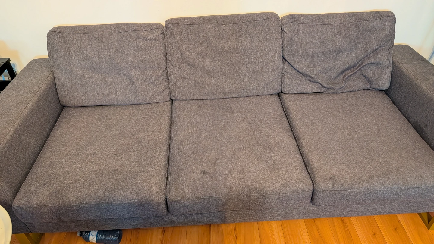 Grey 3-Seater Sofa with Gold Legs