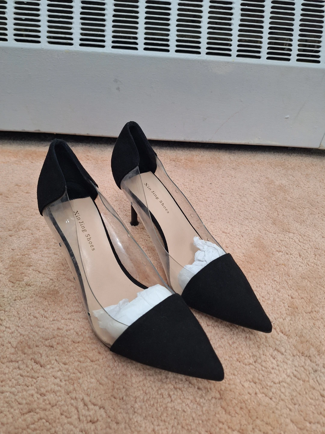Black Suede & Clear Pumps /black heels 👠
