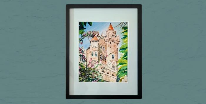 Watercolor Painting | Toronto's Famous Casaloma | Framed 11x14in