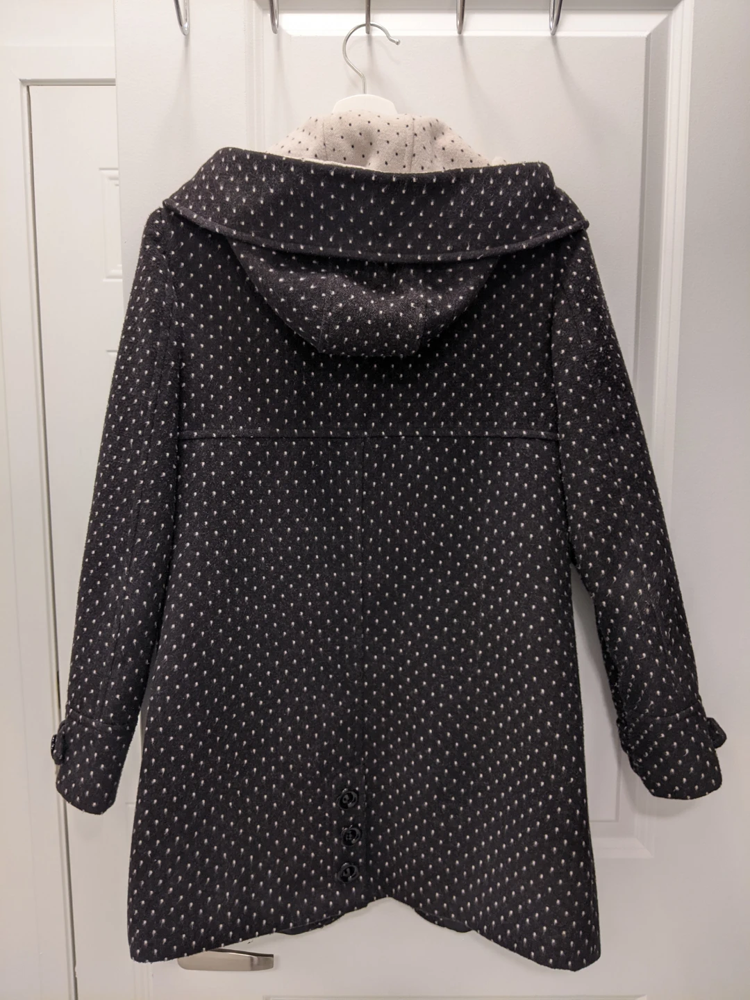 Women Wool blend Dotted Hooded Coat - photo 2