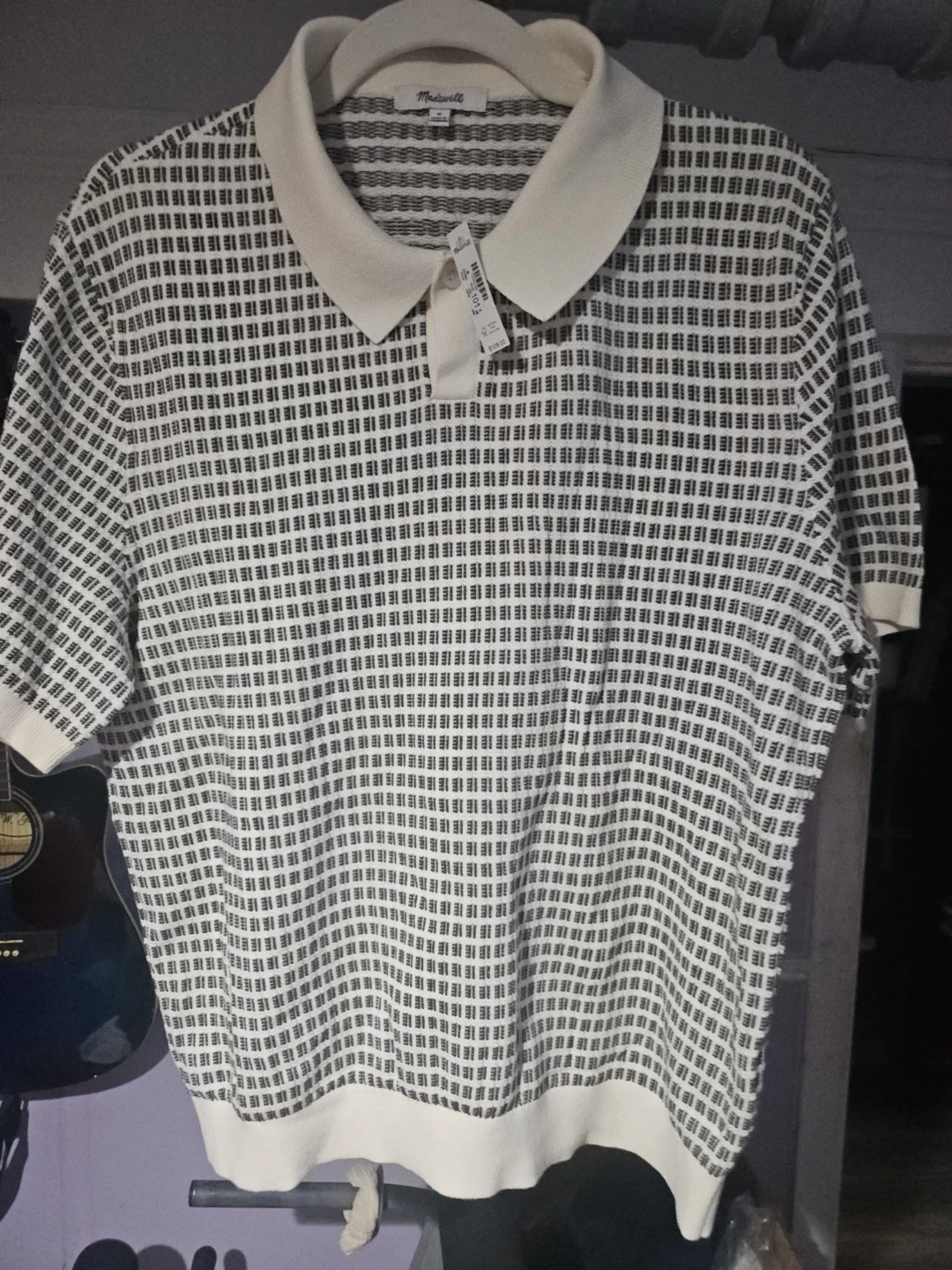 Madewell Men's Grid Knit Polo Shirt - Size Medium
