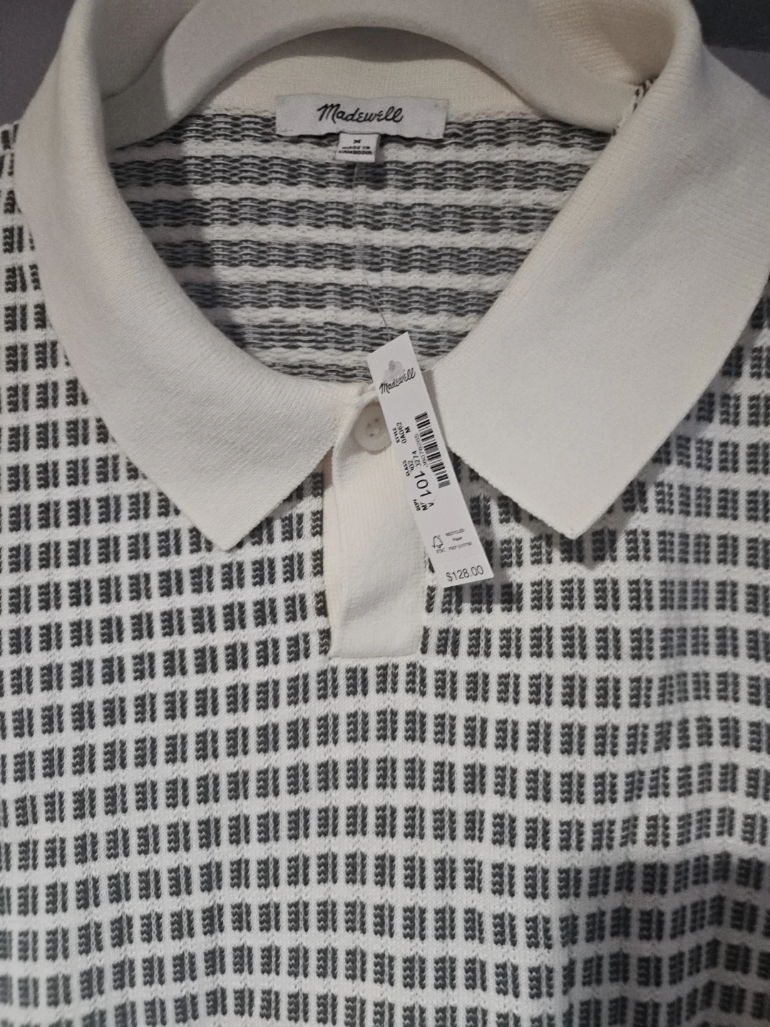 Madewell Men's Grid Knit Polo Shirt - Size Medium - photo 2