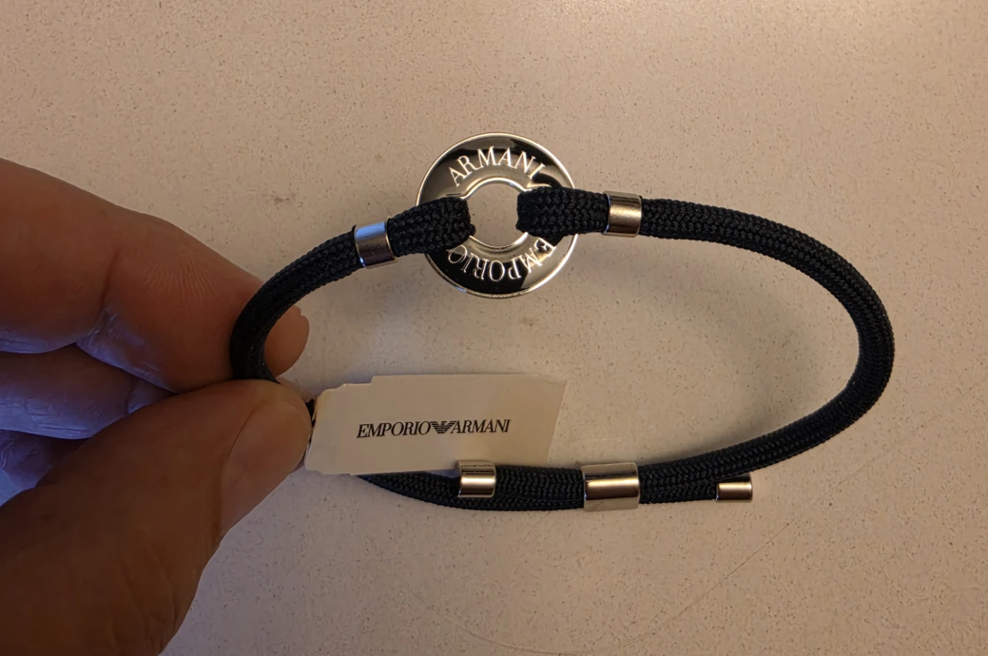 Emporio Armani Bracelet - Blue Rope with Silver Charm