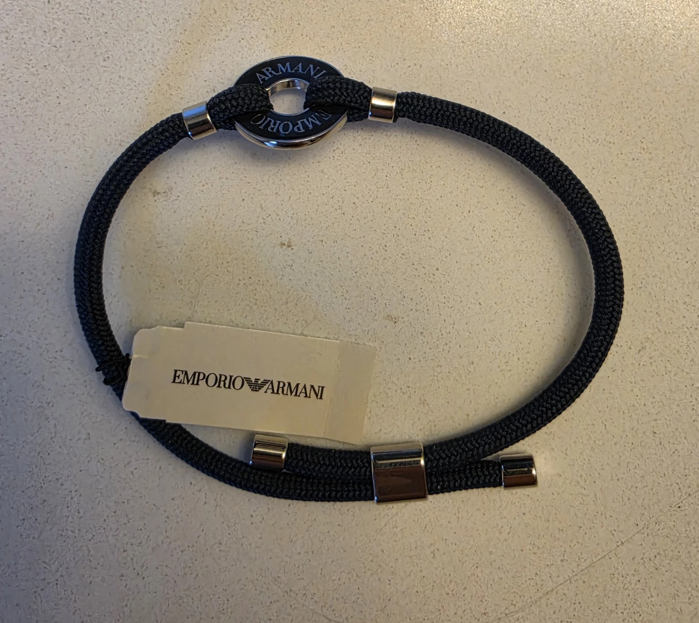 Emporio Armani Bracelet - Blue Rope with Silver Charm - photo 2