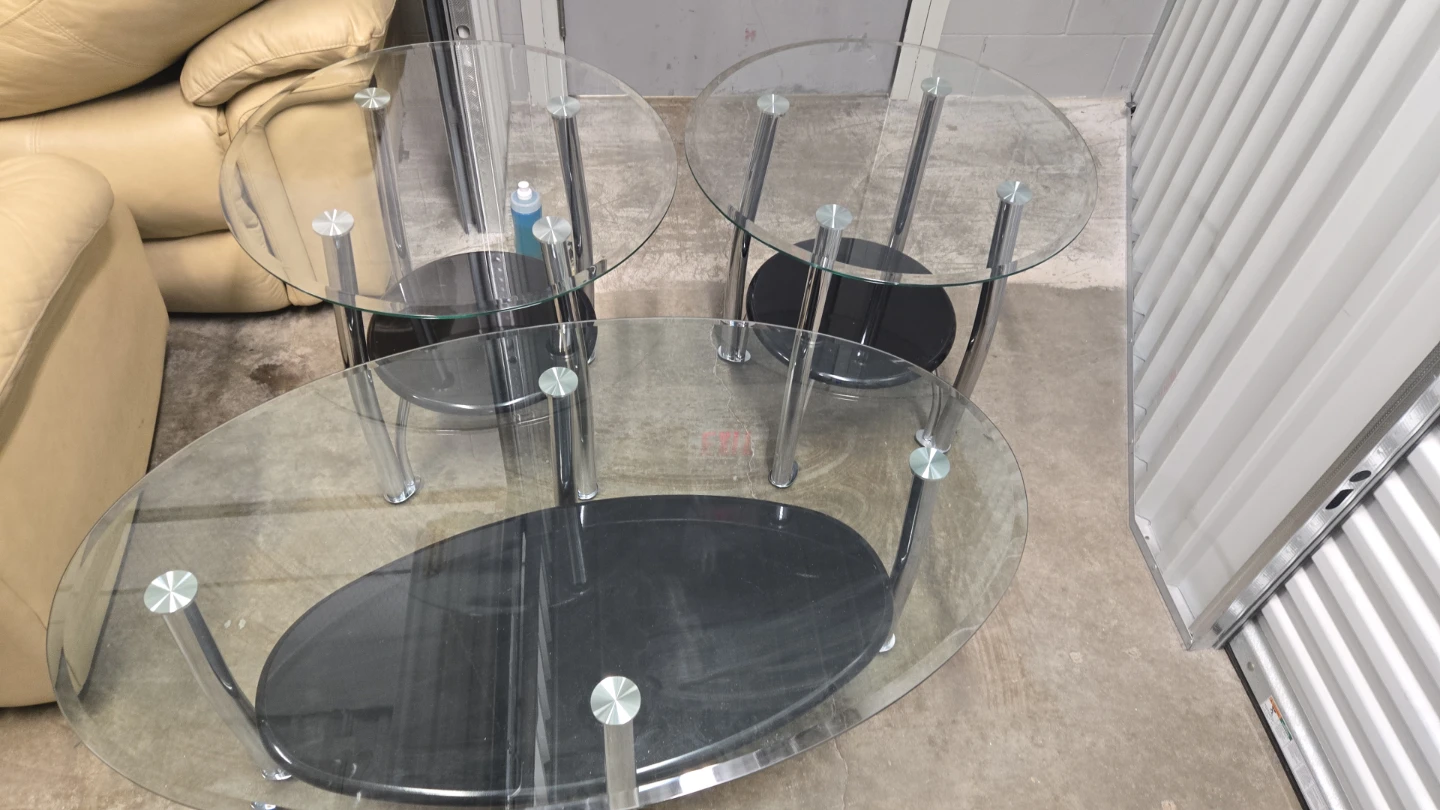 Glass and Chrome Coffee Table Set - photo 2