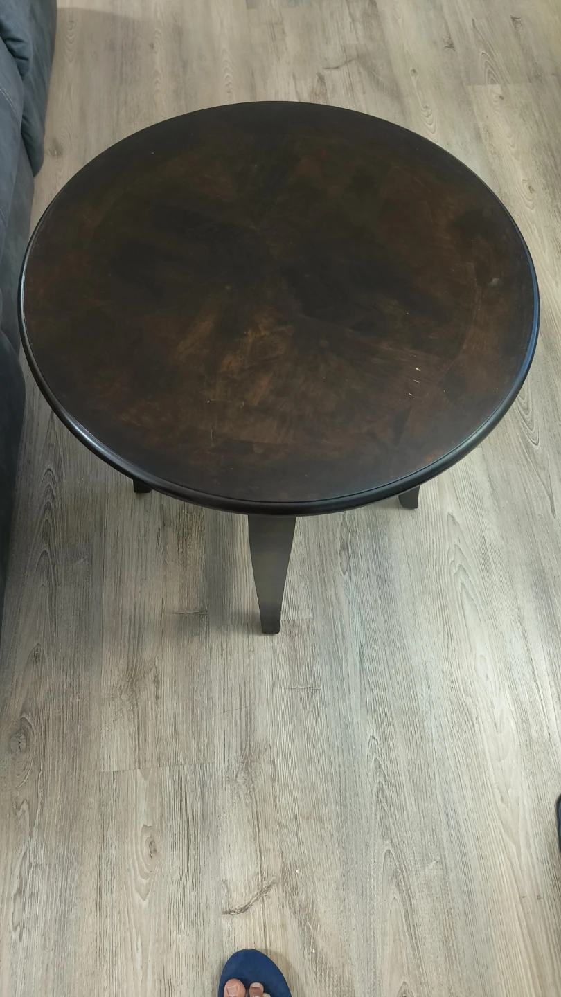 Dark Wood Round Side Table - photo 2