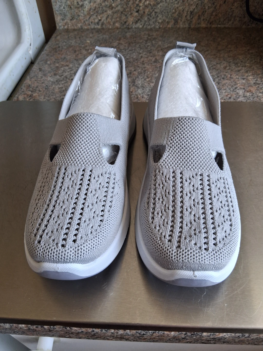 Grey Knit Slip-On Shoes, size 8. Brand new!