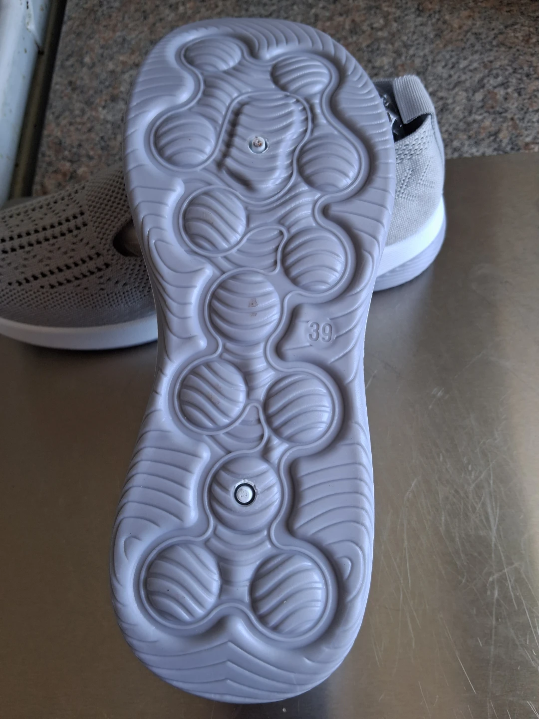 Grey Knit Slip-On Shoes, size 8. Brand new! - photo 3