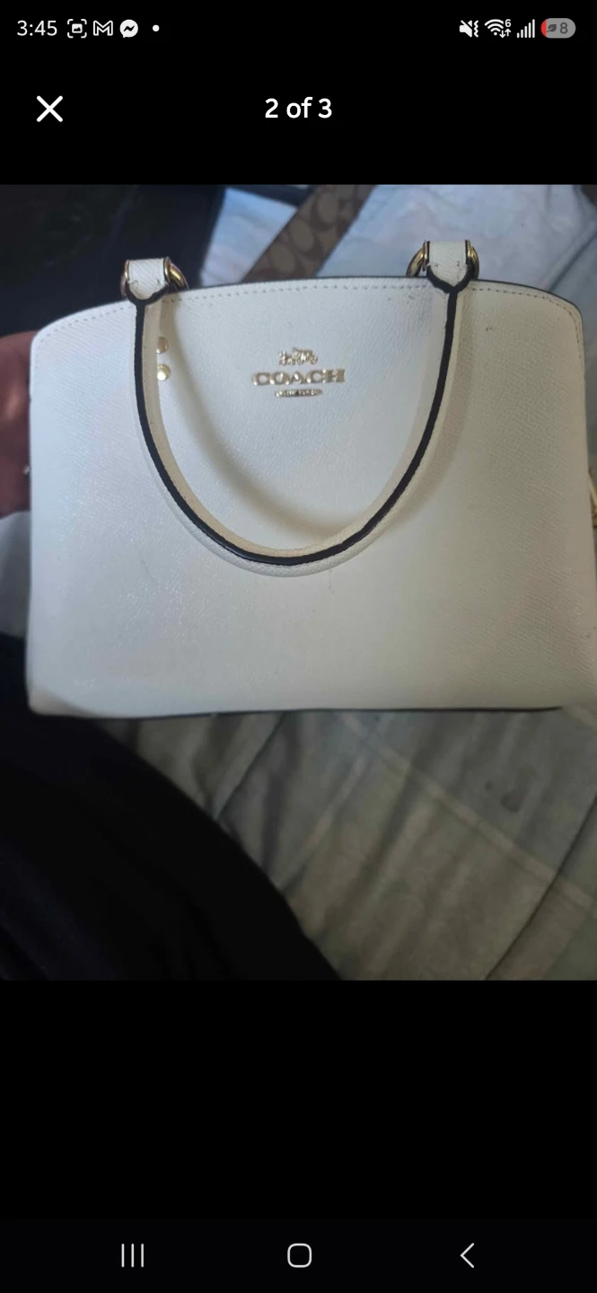 Coach White Pebble Leather Top Handle Bag