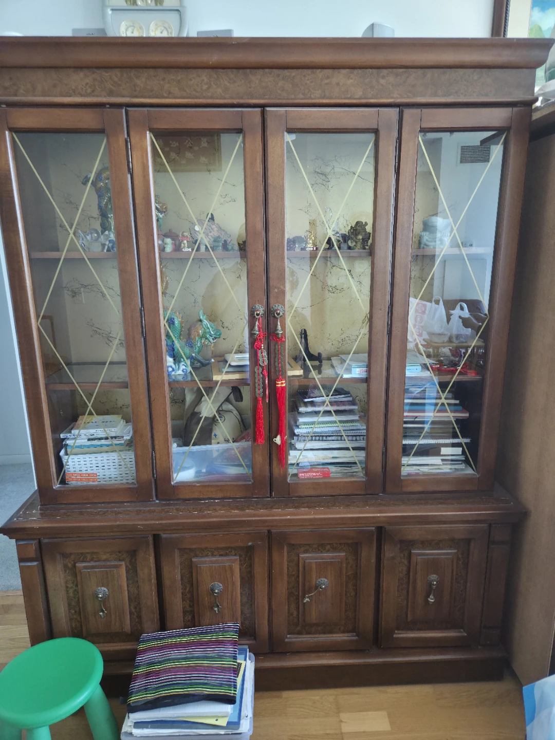 Wooden Display Cabinet with Glass Doors