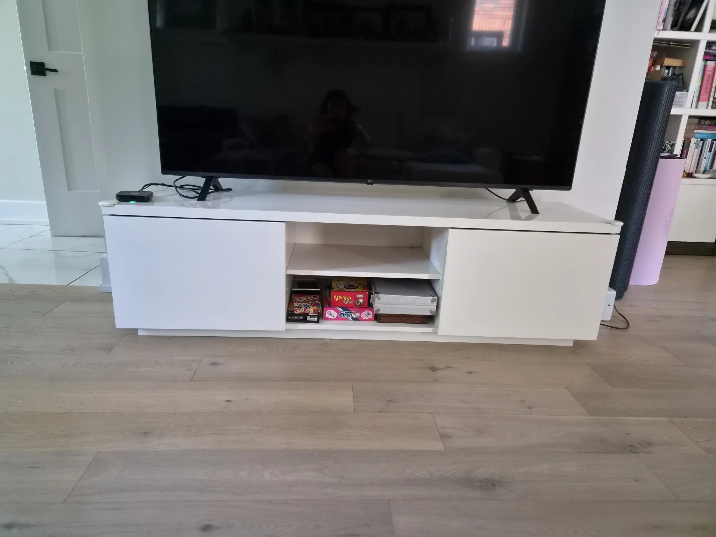 White TV Stand with Storage