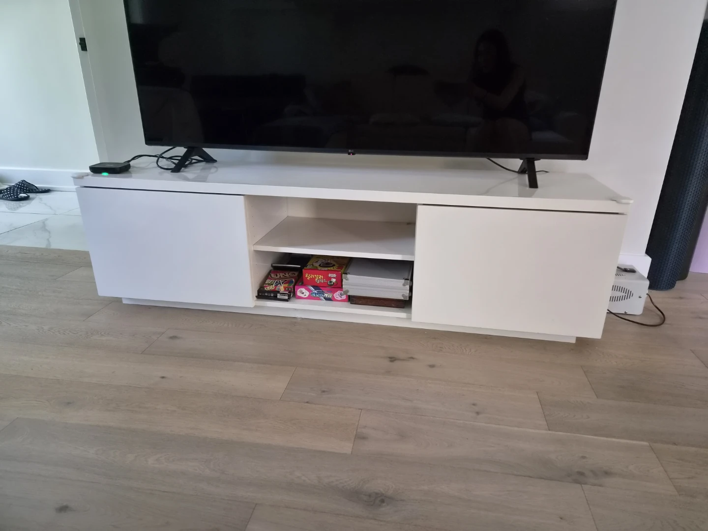 White TV Stand with Storage - photo 2