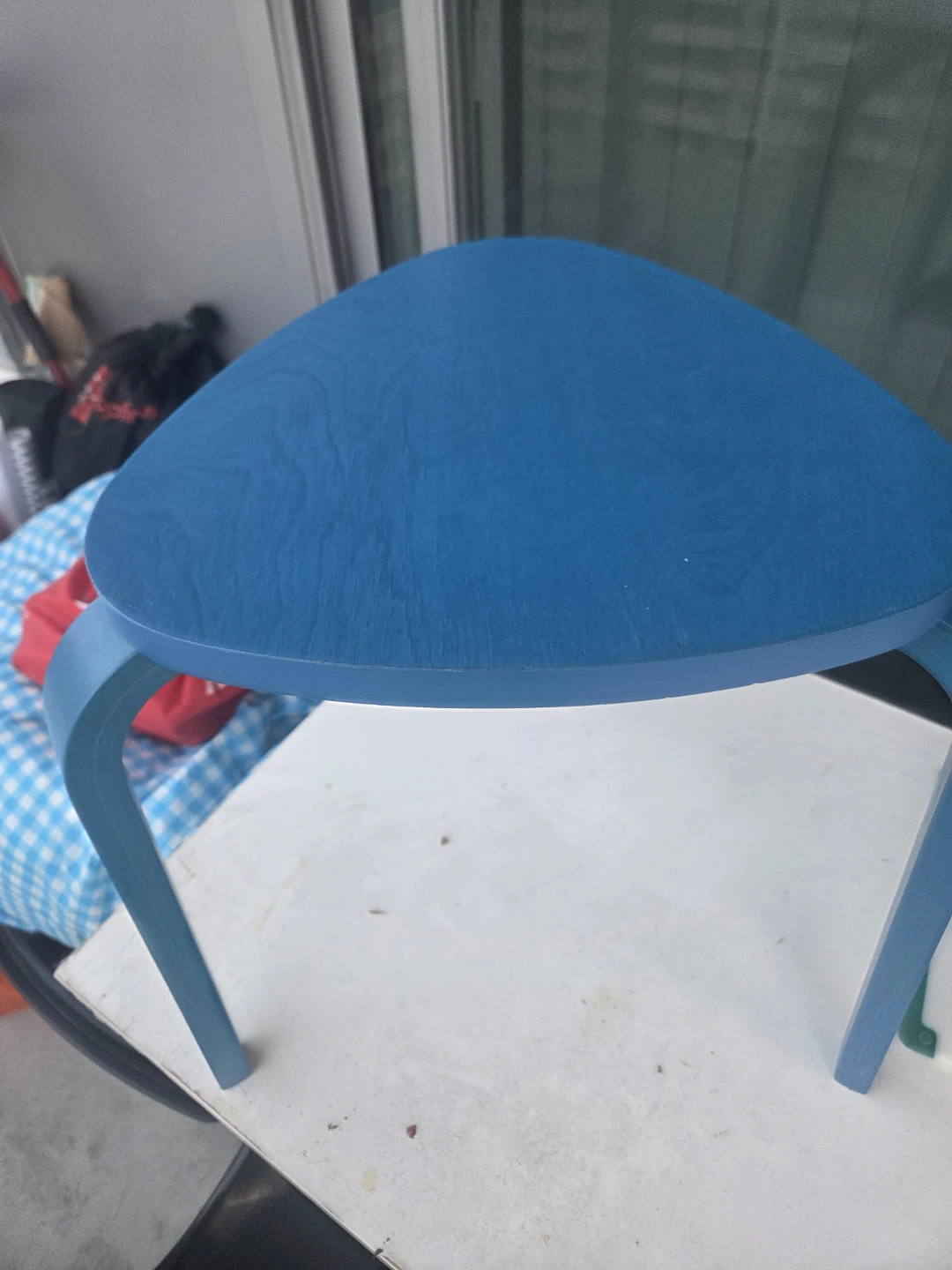 Blue Bentwood Stool/Side Table