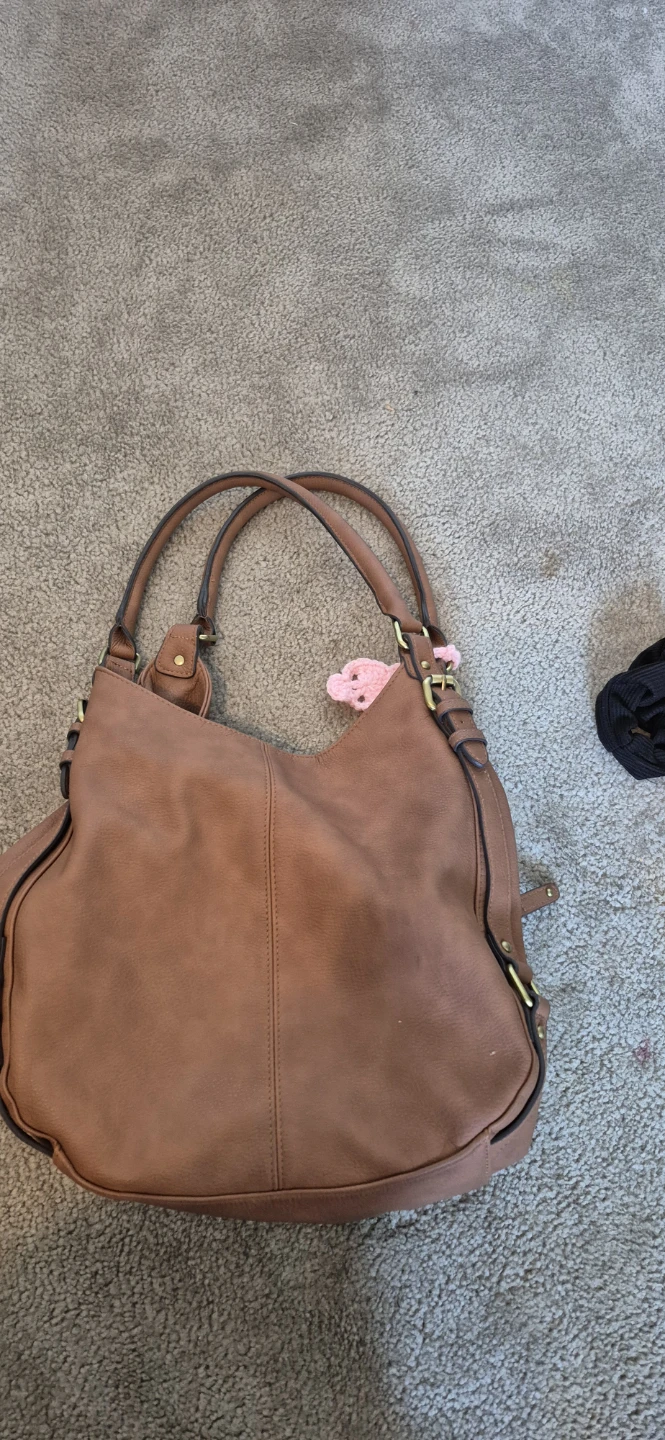 Brown Faux Leather Shoulder Bag