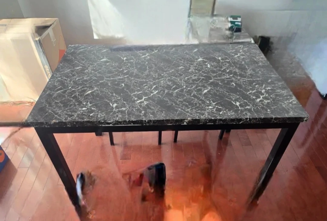Marble Top Dining Table with Black Metal Legs - photo 2