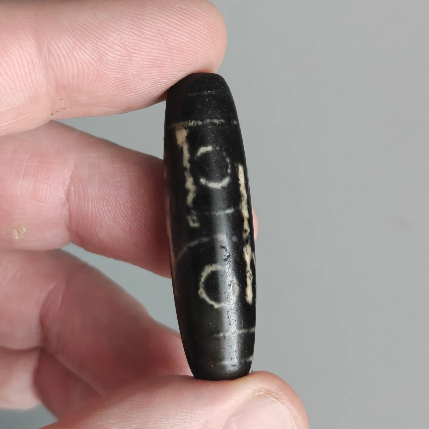 Tibetan Agate 3 Eye Dzi Bead Necklace - photo 2