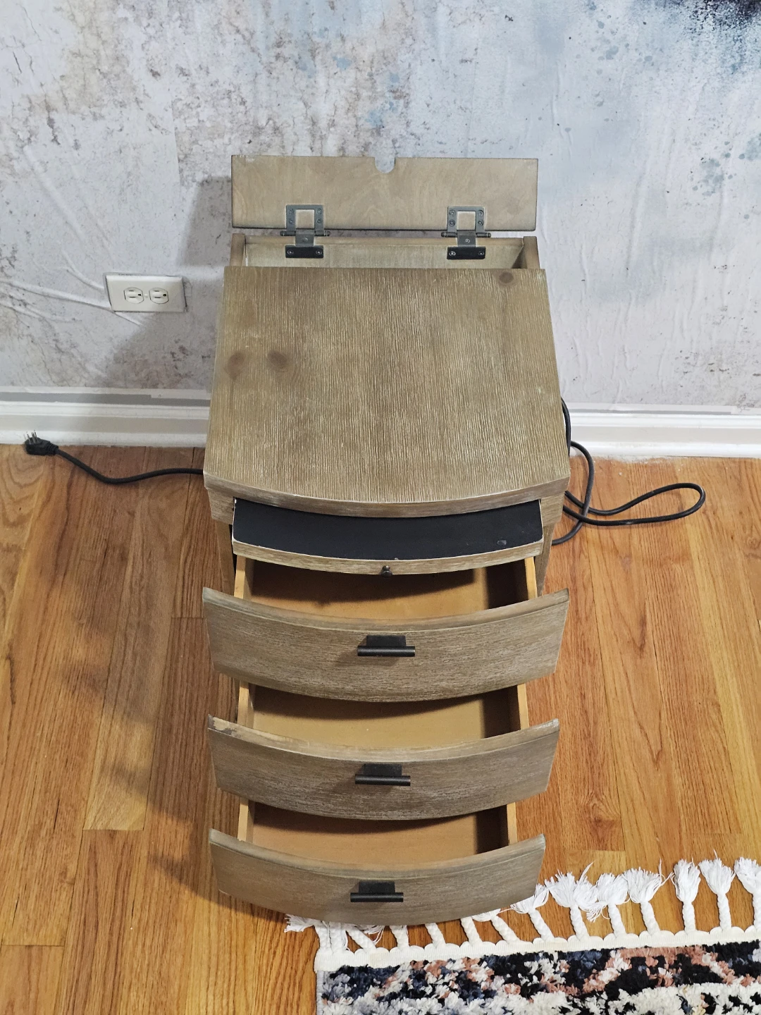 Wooden 3-Drawer Nightstand with Top Storage - photo 3