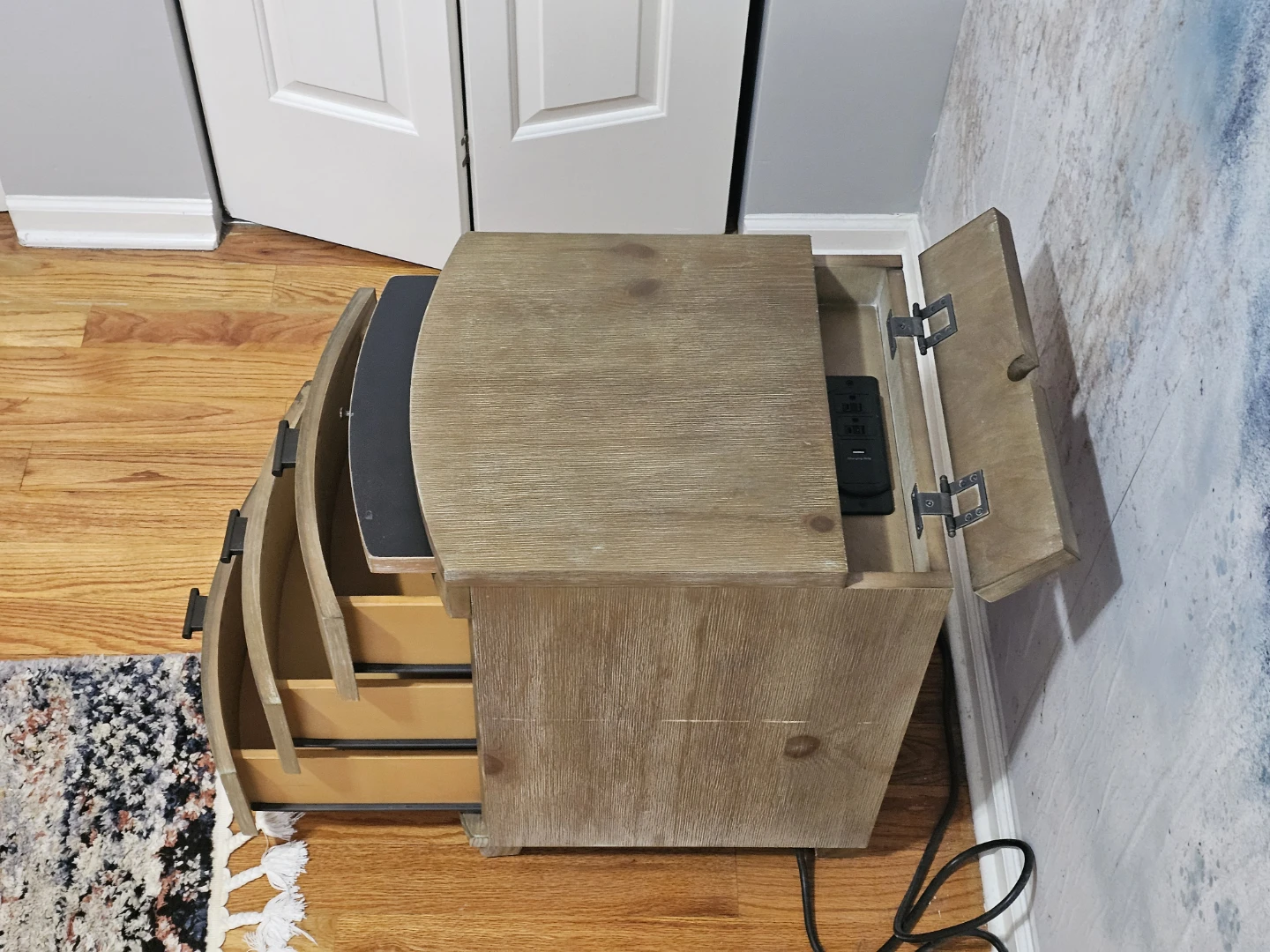Wooden 3-Drawer Nightstand with Top Storage - photo 4