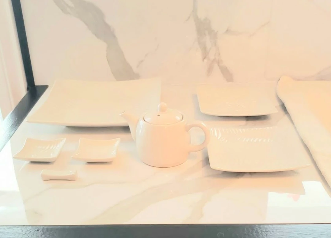 New Cream Ceramic Teapot with Square Plates $5 for All