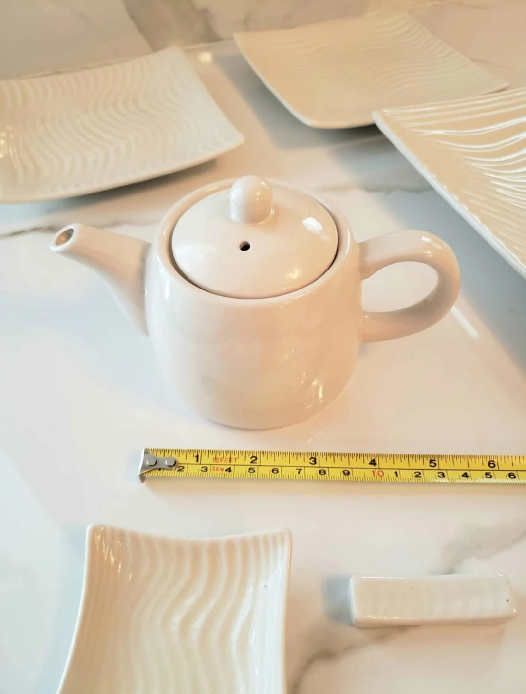 New Cream Ceramic Teapot with Square Plates $5 for All - photo 5