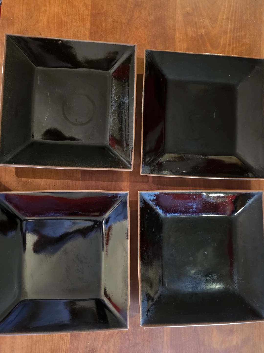 Set of 4 Black Square Dinner Plates