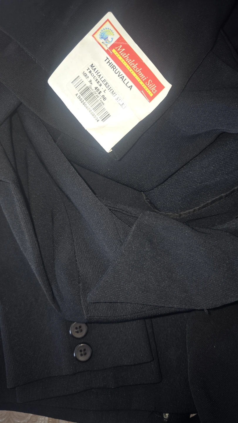 Mahalaxmi Silks Black Trouser Suit Set - Size L - photo 2