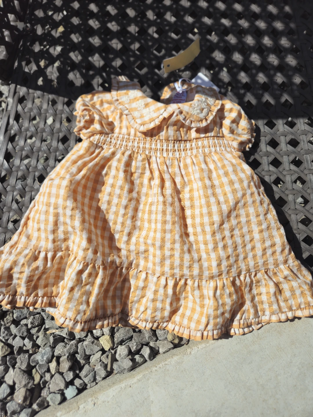 3to6M Baby Dress & Bloomer Set - Orange Gingham - 3-6 Months - photo 2