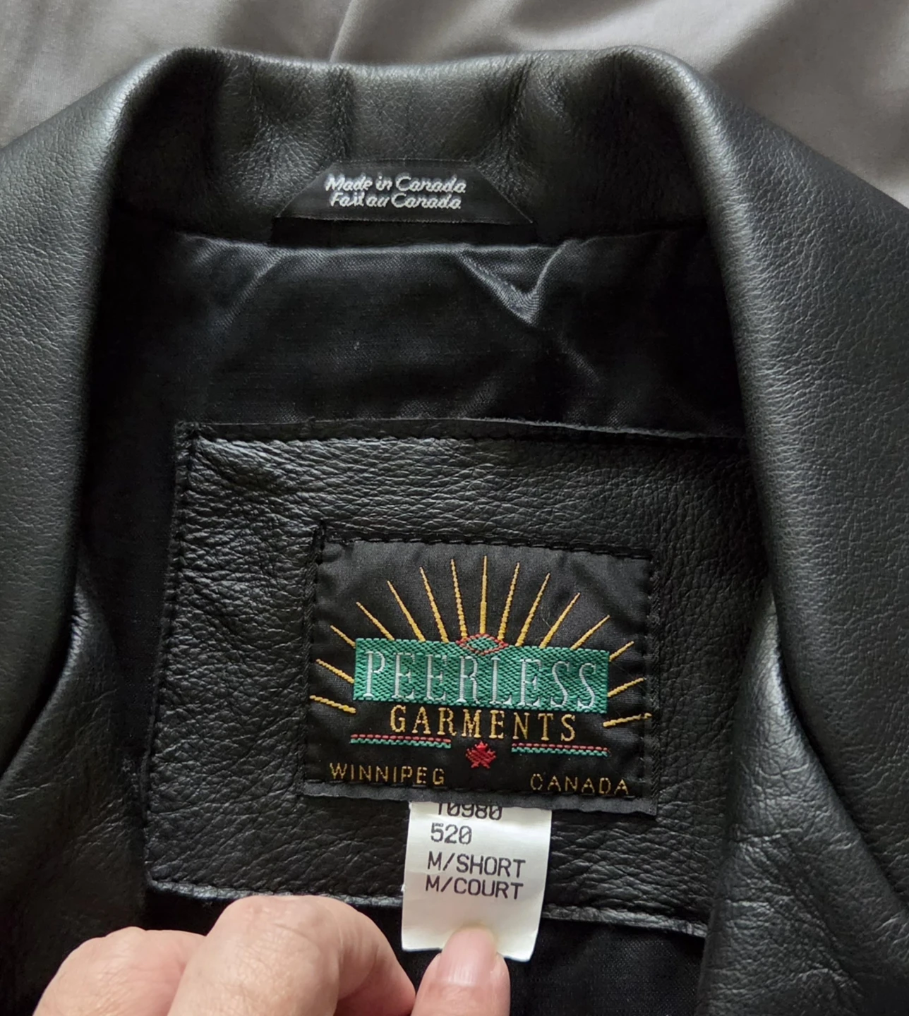 Peerless Garments Black Leather Blazer Jacket - M/Short