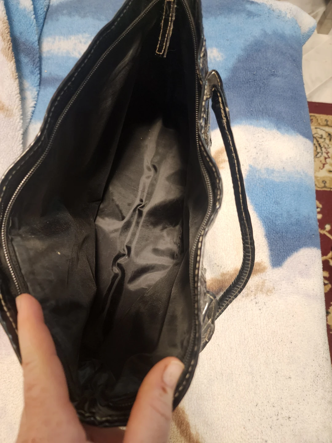 Black Faux Croc Shoulder Bag - photo 3