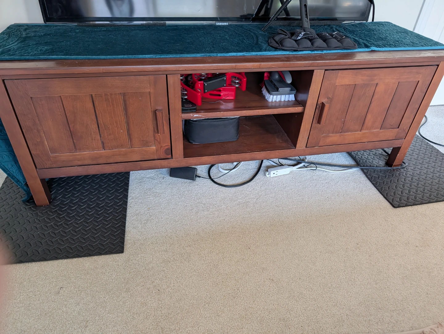 Wooden TV Stand with Cabinet Storage - photo 3