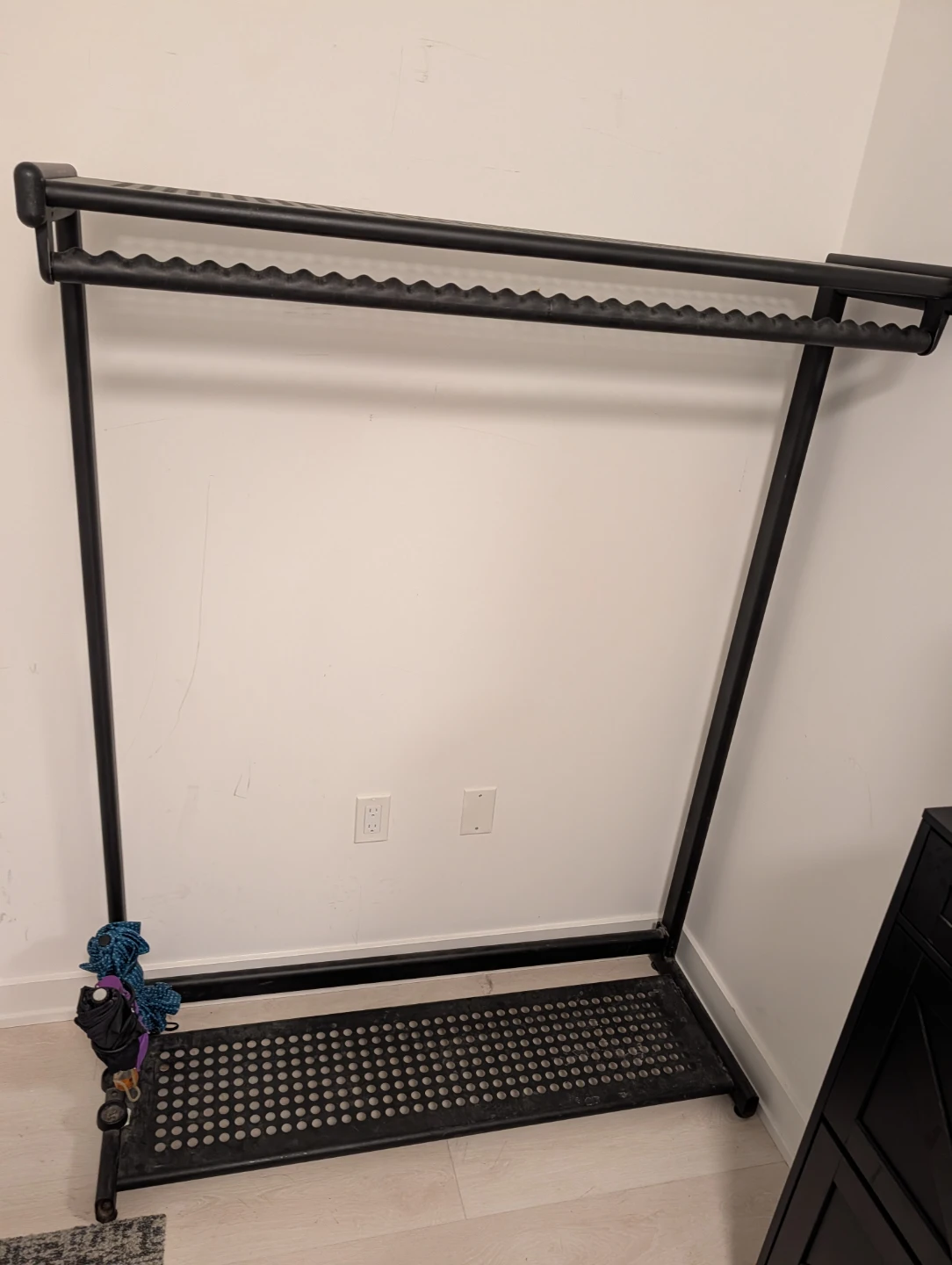 Black Metal Clothing Rack with Shelf - photo 2