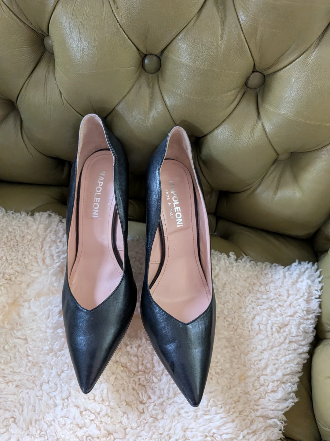 NAPOLEONI Black Leather Heels Size 40