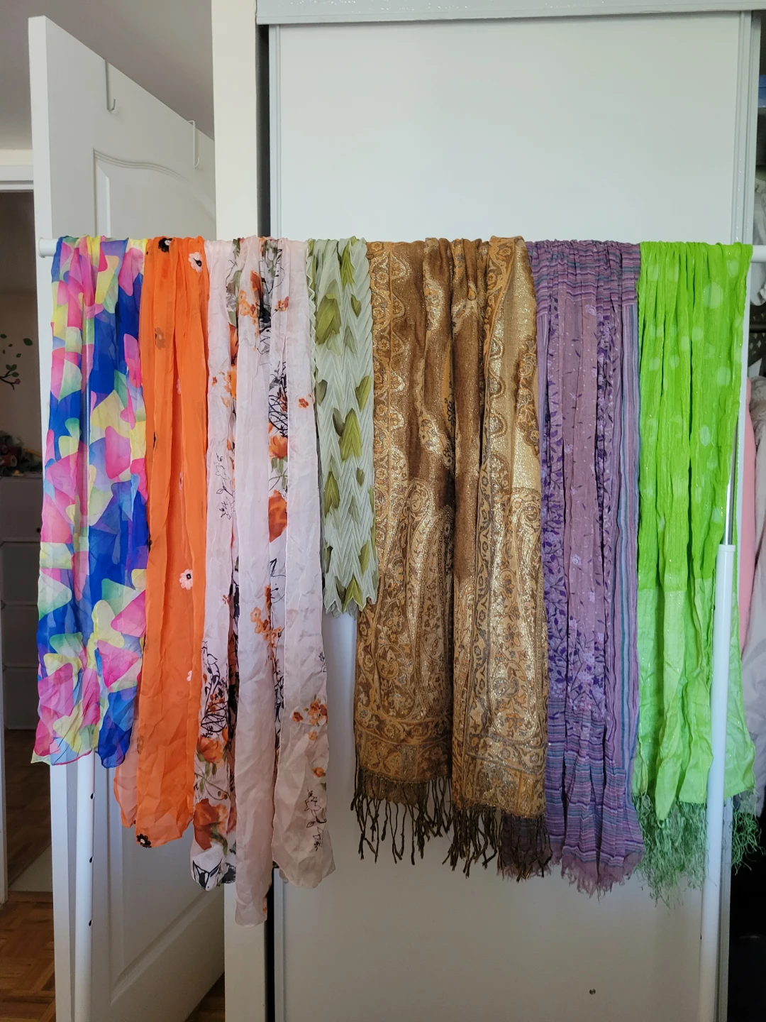 Brown paisley print scarf with fringe