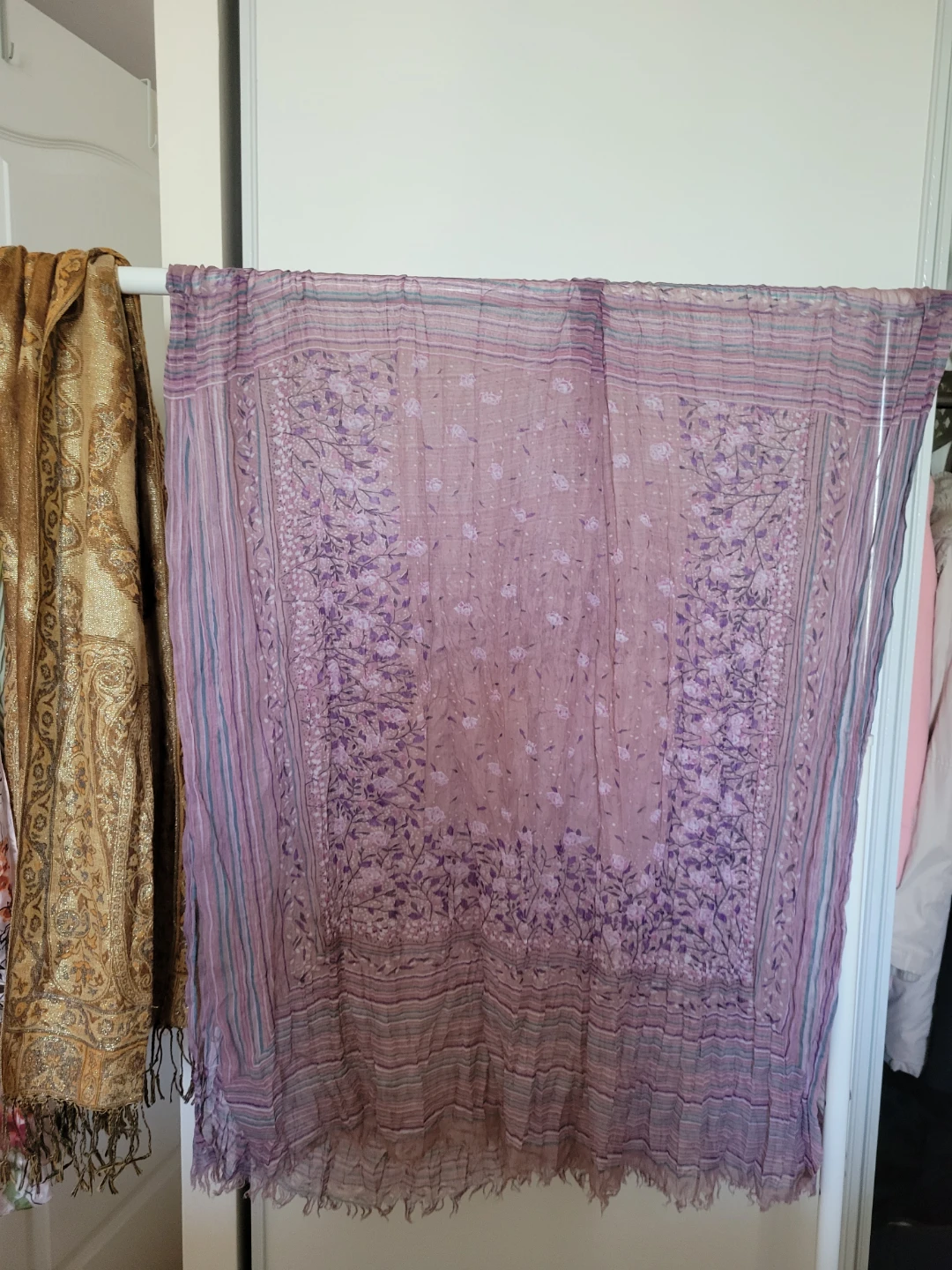 Brown paisley print scarf with fringe - photo 3