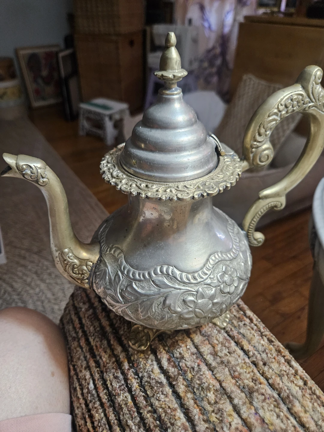 Vintage Silver Plated hand made Decorative Teapot