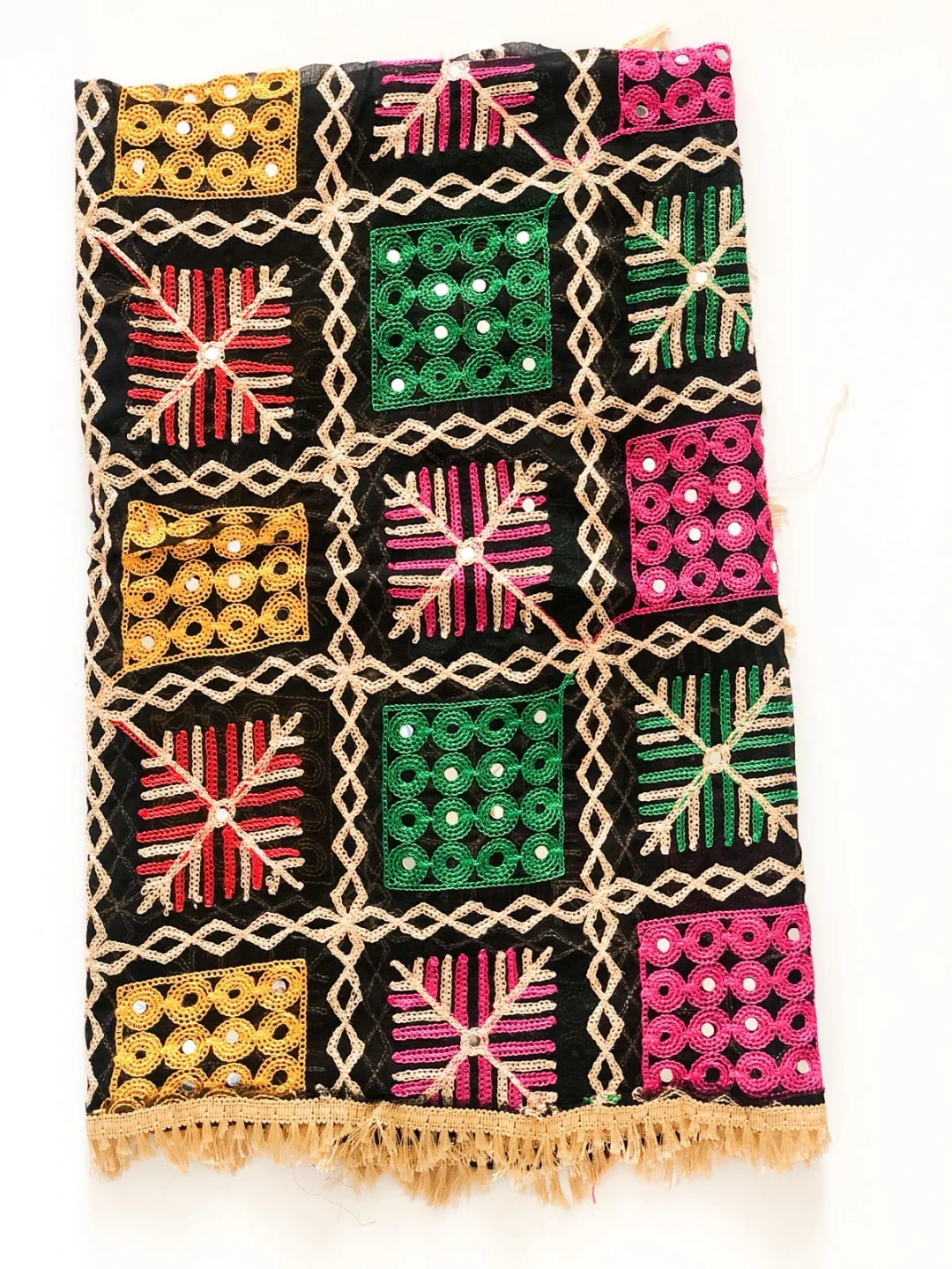 Chiffon bkack dupatta either fulkari work.