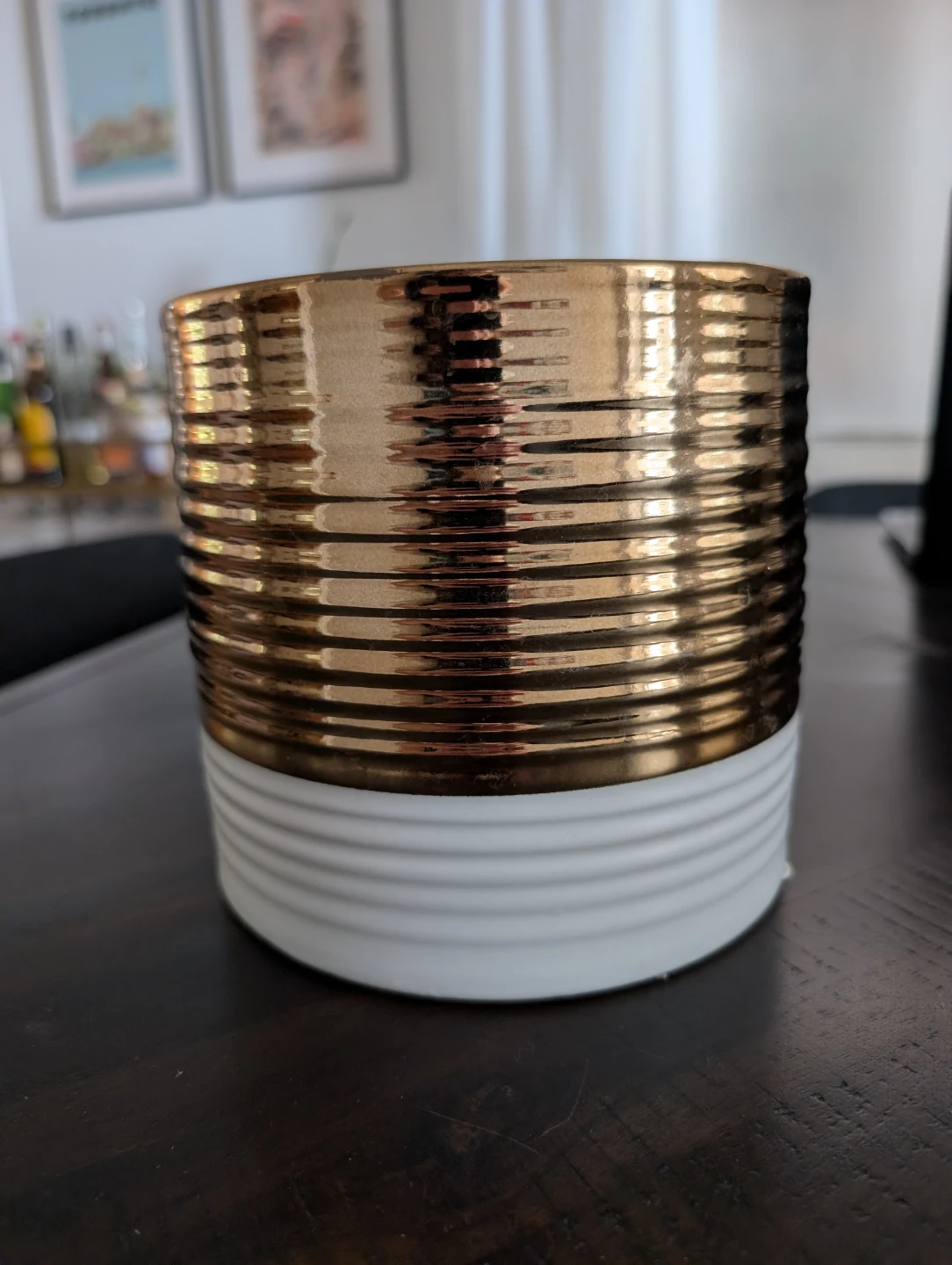 Gold and White Planter Pot