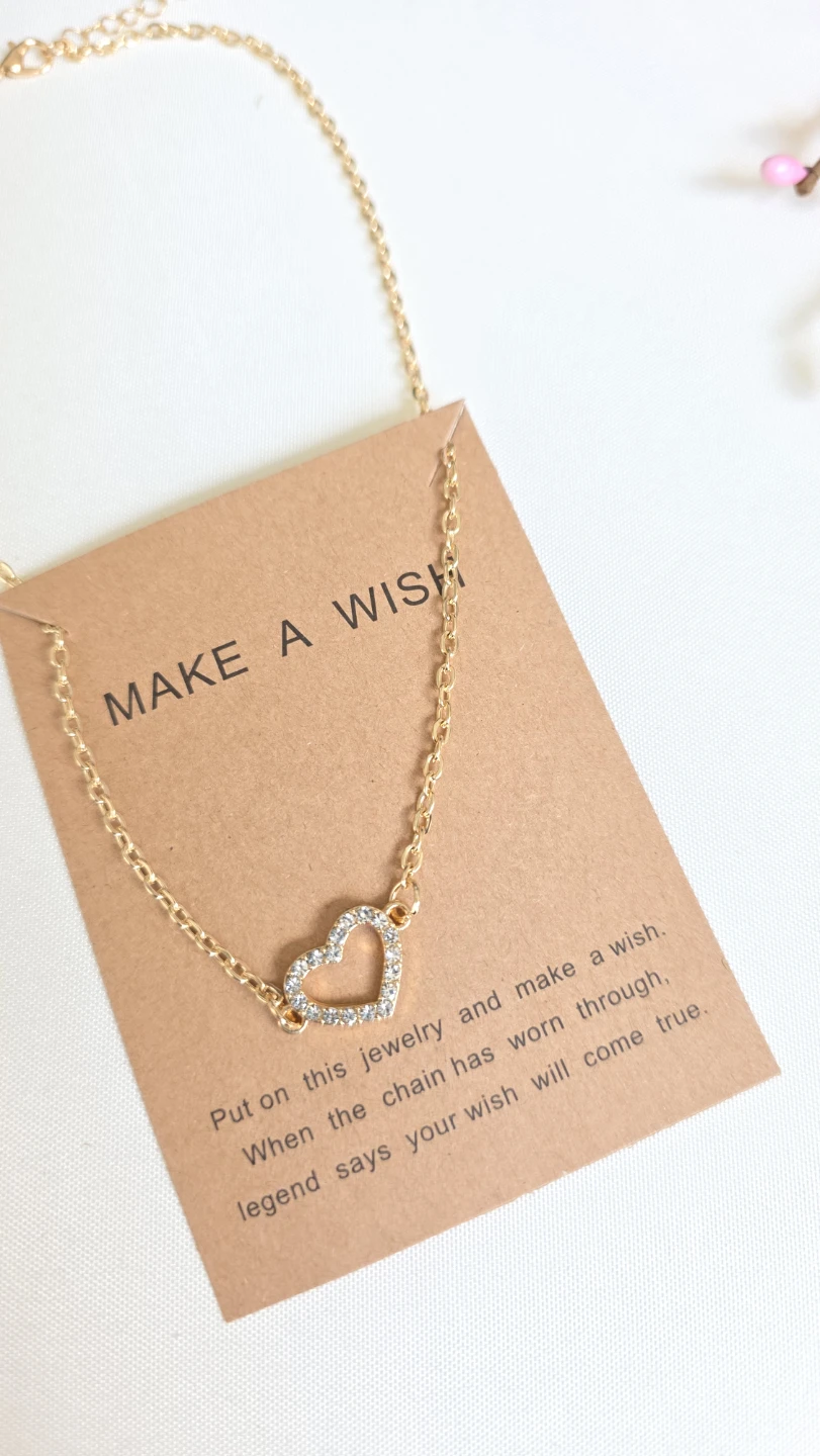 Gold Heart Necklace with Crystals - photo 2
