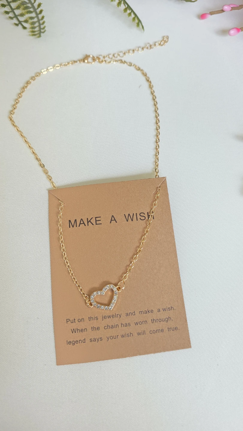 Gold Heart Necklace with Crystals - photo 3