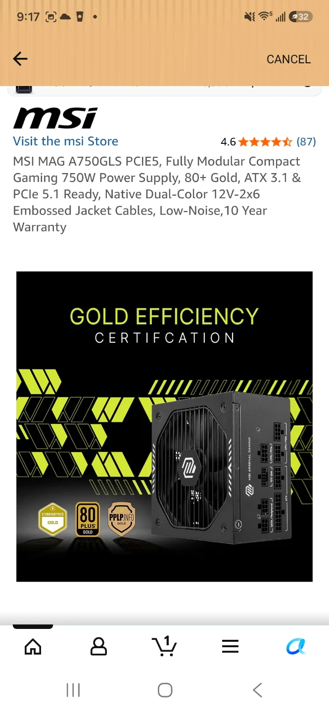 MSI MAG A750GLS PCIE5 750W Power Supply - photo 2