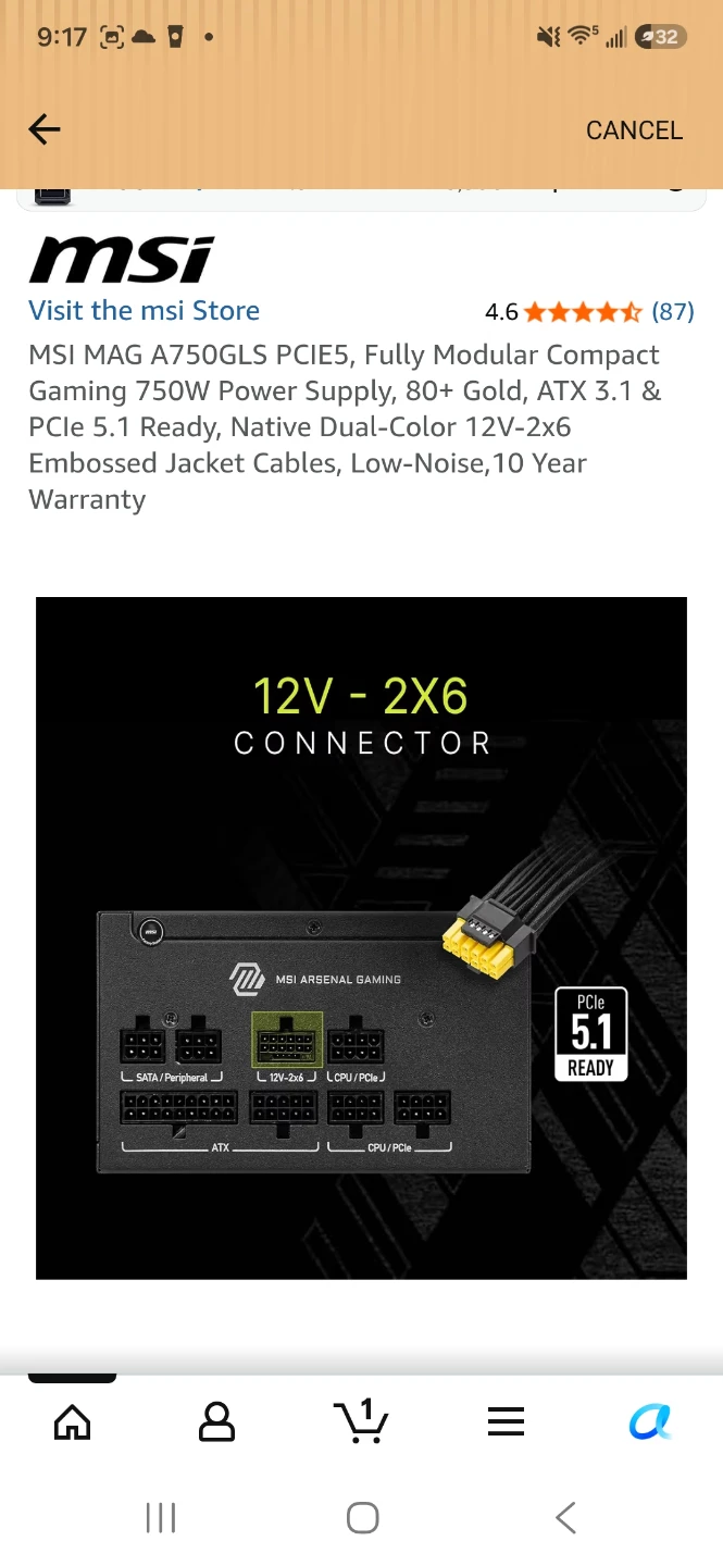 MSI MAG A750GLS PCIE5 750W Power Supply - photo 3