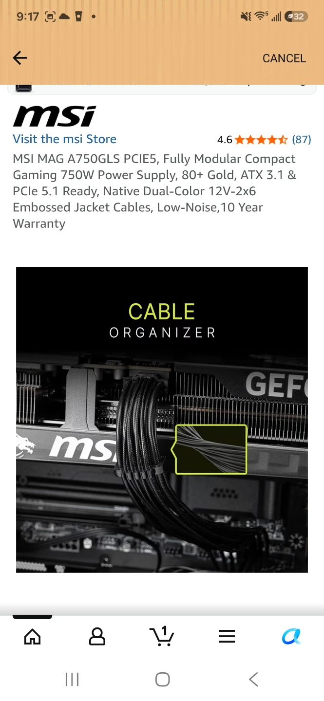 MSI MAG A750GLS PCIE5 750W Power Supply - photo 5