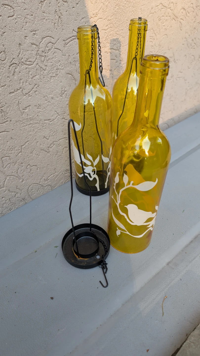 Yellow Glass Bottle Lanterns Set - photo 2