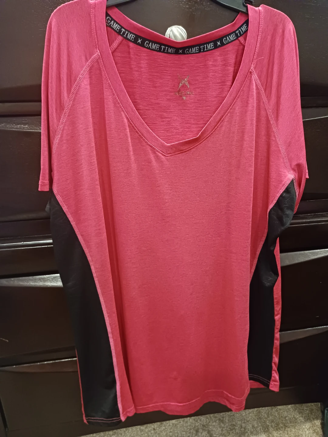 Game Time V-Neck Athletic Shirt Pink
